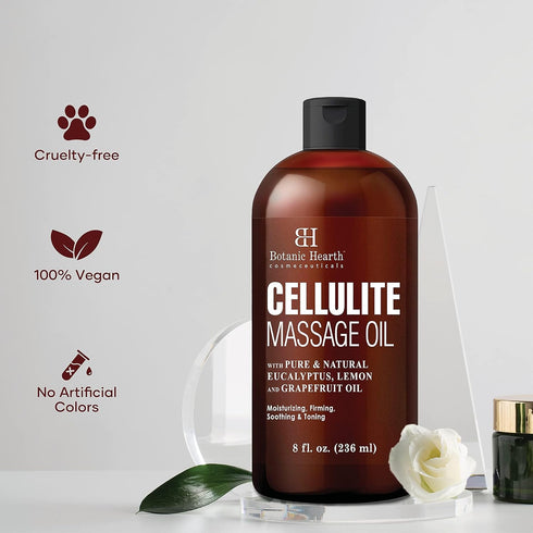 Botanic Hearth Anti Cellulite Massage Oil, Firming Oil for Thighs and Butt, 8 Fl Oz