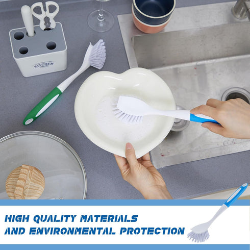 Hsei 6 11 Inch Pcs Blue and Green Kitchen Scrub Dish Brush Bulk with Anti Slip Handle Cleaning Dish Scrubber with Stiff