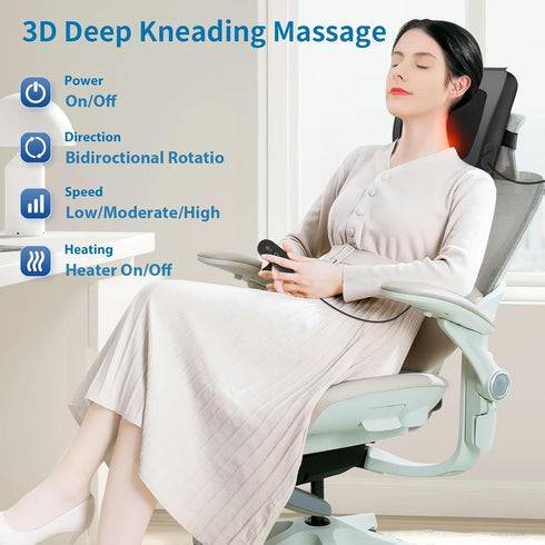 Back Massager with Heat, Shiatsu Neck and Back Massager Pillow for Deep Tissue Muscle Relief, for Women and Men