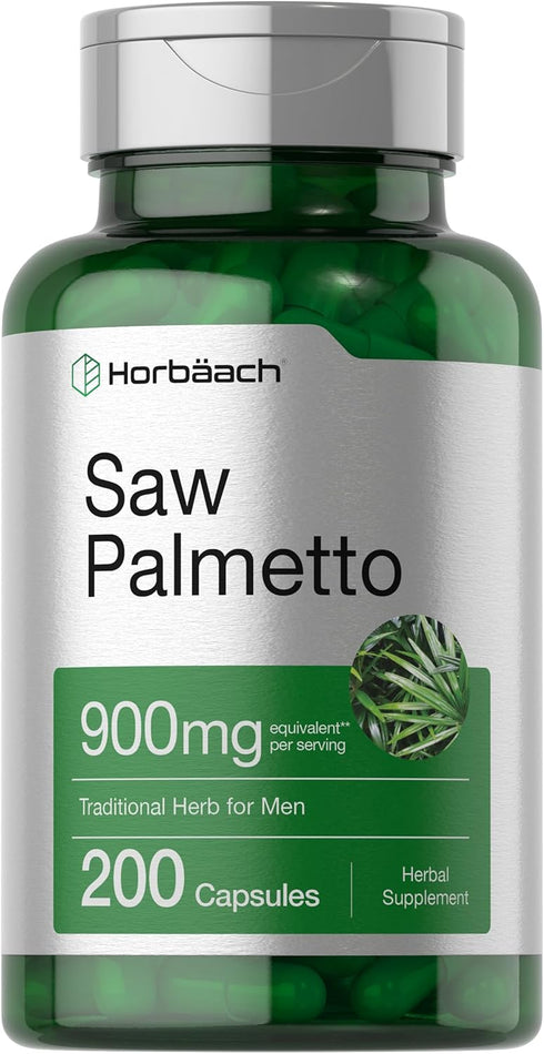 Horbaach Saw Palmetto Extract | 900mg | 200 Capsules | Non-GMO and Gluten Free Formula | Traditional Herb Supplement