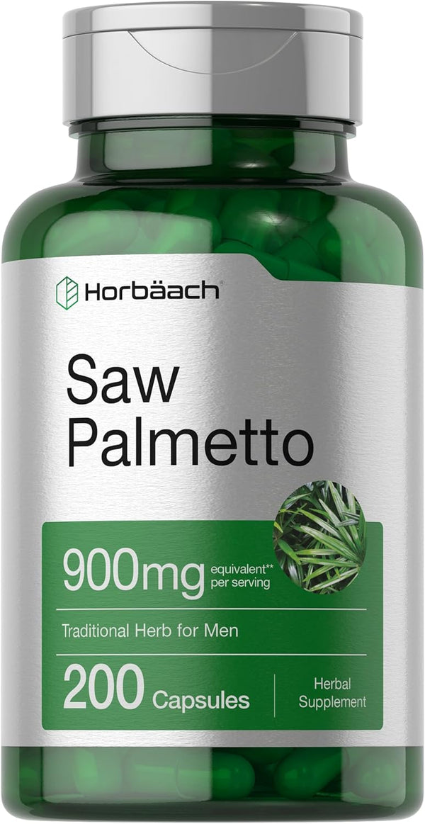 Horbaach Saw Palmetto Extract | 900mg | 200 Capsules | Non-GMO and Gluten Free Formula | Traditional Herb Supplement