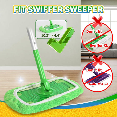 3 Pack Reusable Chenille Mop Pads Compatible with Swiffer Sweeper Mop, Washable Flat Mop Cover for Hardwood Floor