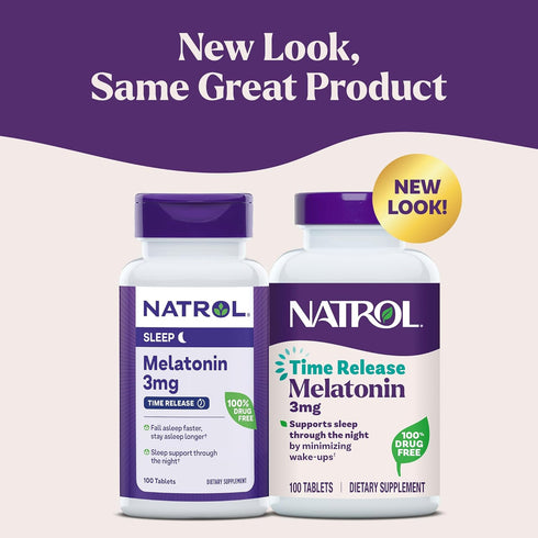Natrol Melatonin 3 mg Time Release, 100 Tablets, Dietary Supplement for Nighttime Sleep Aid