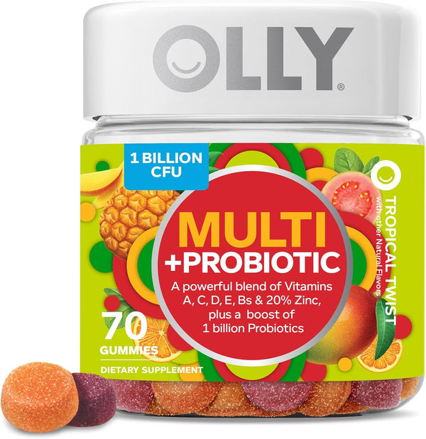 Olly Multi + Probiotic Adult Multivitamin Gummy - 70 Gummies, 1 Billion CFUs for Digestive & Immune Support, 35 Day