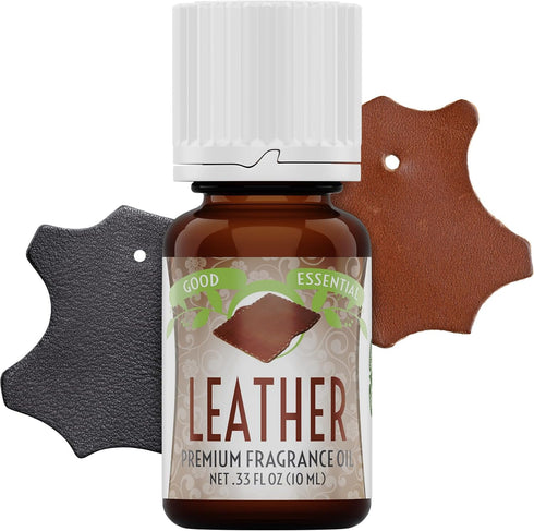 Good Essential Professional Leather Fragrance Oil - 0.33 Fluid Ounces for Candle Warmer, Wax Melts, Diffuser