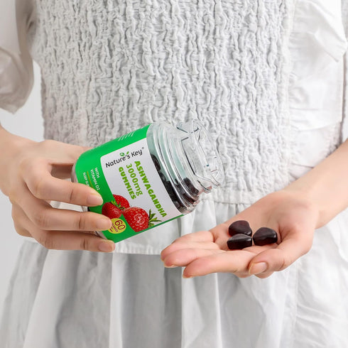 Nature's Key Ashwagandha Gummies, 3000mg High Potency Extract with Vitamin D2, Stress & Mood Support