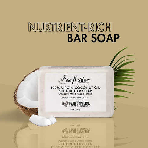 SheaMoisture Shea Butter Soap, 100% Virgin Coconut Oil, Cruelty-Free Skin Care, 8 oz, 4 Count