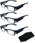 3 Pack Reading Glasses with Lights, Magnifying Glasses with Bright LED for Men and Women
