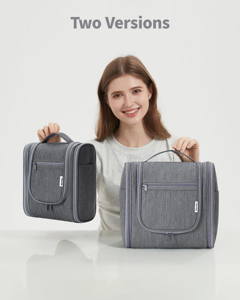 Narwey Small Hanging Toiletry Bag, Women Travel Makeup Organizer for Toiletries and Accessories (Medium, Grey)