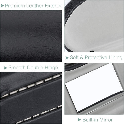 MoKo Double Eyeglass Case - Contact Lens Case with Mirror & Tweezers, 2 in 1 Portable Contact Lens Box Holder for Men &