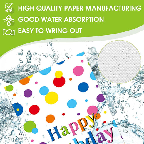 Muplaya 100 Pack 4.3" x7.8" Paper Towels Colorful Polka Dot Happy Birthday Disposable Napkins disposable hand towels