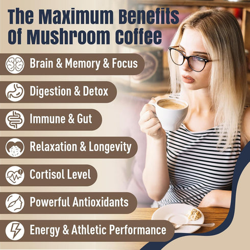 YEKBYOE 11 5.3oz Mushroom Coffee, Superfood Mushrooms includes Lion's Mane, Reishi, Chaga & Ashwagandha, Instant