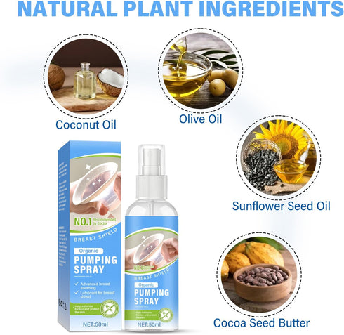 NHZ 50 ml Pumping Spray, Organic Breast Pump Spray, Vegan Lubricant for Shield and Pump Flange, No Lanolin, Natural