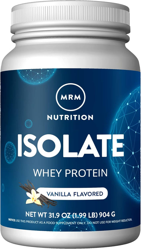 MRM Nutrition Isolate Whey Protein, Vanilla Flavored, 24g Protein, 29 Servings, Added BCAAs + Glutamine