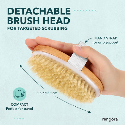 Long Handled Back Scrubber for Shower - 18" Boar Bristle Brush, Wooden Bath Brush