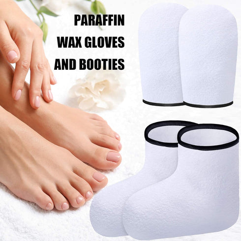 Paraffin Wax Mitts for Hand and Feet - Terry Cloth Booties Essential Oil Gloves for Hand Foot Care Spa Pedicure