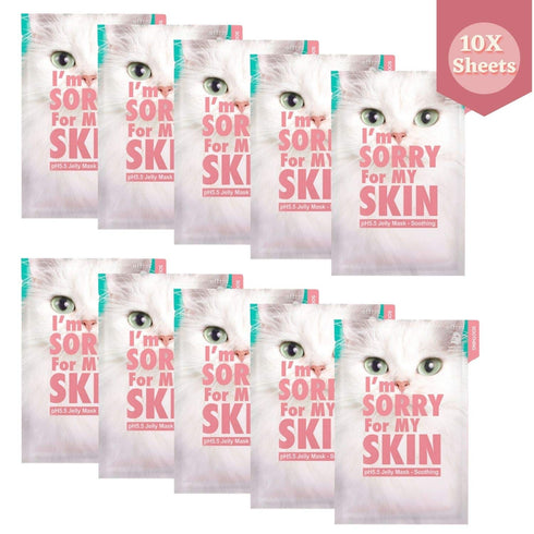 I'M SORRY FOR MY SKIN pH5.5 Jelly Face Mask Sheet Korean Skin Care, Soothing and Hydrating Face Masks Skincare Set, Spa Day Gifts for Women Self Care Items - Pack of 10