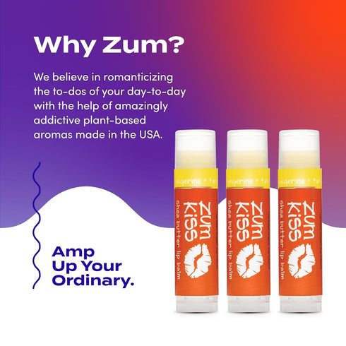 Indigo Wild Zum Kiss Stick, Natural Lip Balm with Organic Beeswax, Tangerine Flavor, 3 Pack