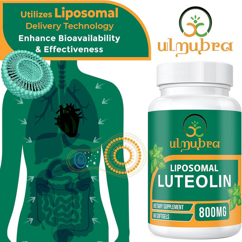 800 MG Liposomal Luteolin Supplement - 60 Softgels | Maximum Absorption, Premium Antioxidant for Brain & Well-being