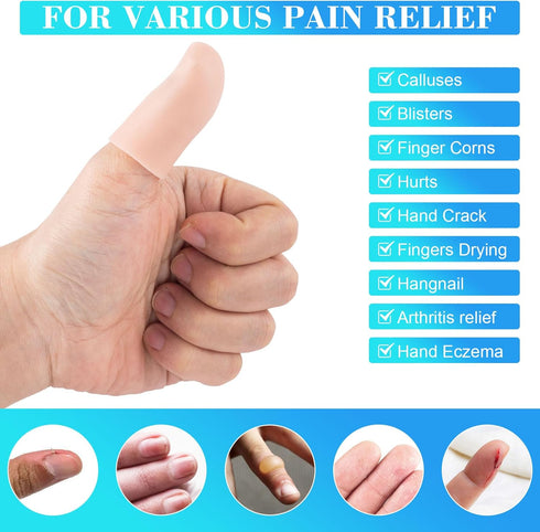 ANCIRS 10pcs Gel Finger Support Protector Caps, Silicone Fingertips for Cracking, Eczema, Trigger Finger Relief