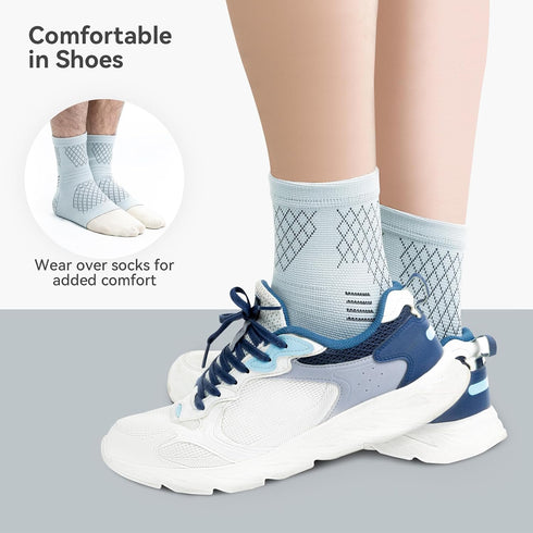 INDEEMAX 2 Pack Ankle Brace for Sprained Ankle, Compression Sleeve Socks for Women & Men, Foot Swelling Relief