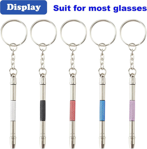Omnful 5 1 Set (2pcs Glasses Repair Kit with Precision in Mini Screwdrivers Keychain for Eyeglasses, Sunglasses