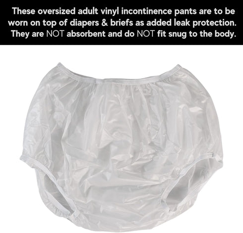 Vakly Adult Vinyl Waterproof Pull-On Diaper Cover Incontinence Pants Oversized Underwear Protection with Added Leak