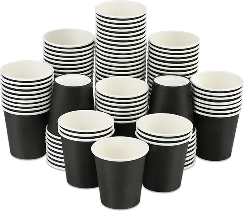 100 Pack 3 oz Black Paper Cups for Bathroom, Espresso, Mouthwash, Snacks, Family, Party, Picnic