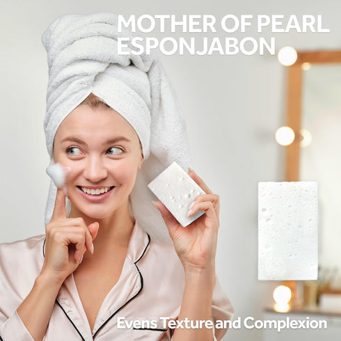 T.Taio Mother of Pearl Soap Sponge - Cleansing Shower Scrubber, 2-Pack for Bath Wash & Oil Removal
