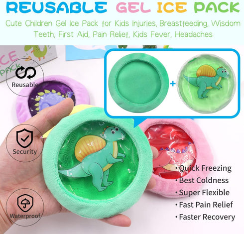 Boo Boo Ice Pack - Kid Reusable Hot Cold Pack for Fever Reduction, Injuries, Wisdom Teeth, Baby Colic (4 Pcs)