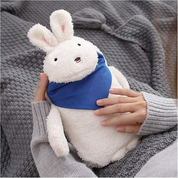 SKUZA Hot Water Bottle, Winter Rabbit Hot Water Bottle Cover Explosion-Proof Plush Fabrics