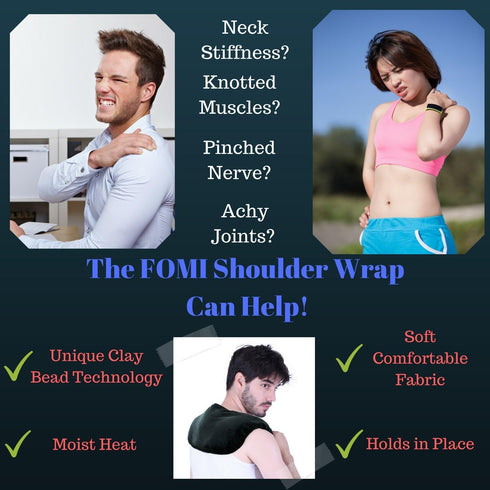 FOMI Moist Heat Shoulder and Neck Wrap, Weighted Lavender Scented Pad for Pain Relief, Microwavable