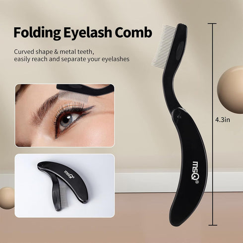 MSQ Eyebrow Brush and Comb, Folding Eyelash Brush, Eye Brow Comb & Spoolie Brush, Professional Makeup Tools Set