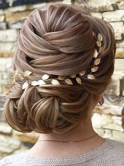 Jakawin Gold Leaf Bride Wedding Hair Vine Hair Piece Bridal Accessories for Women and Girls HV179