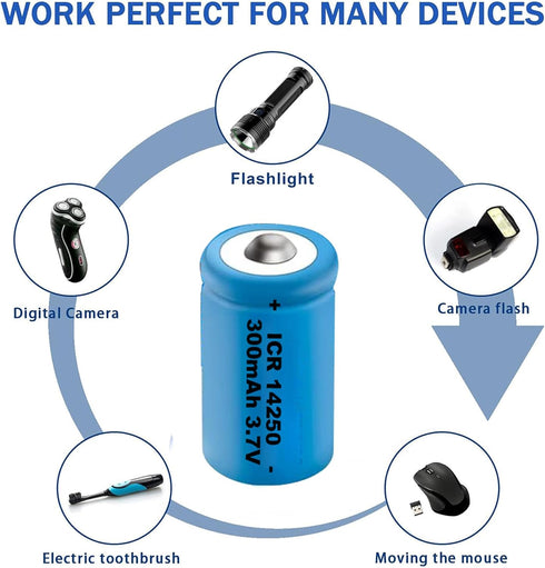 8 Pack Rechargeable 14250 Battery 3.7V, Lithium Batteries Can Replace 3.6 Volt LS 14250, ER14250, CR14250 for Laser
