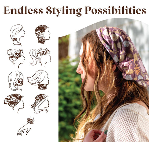 Karma Bee Headband for Women - Wide Fabric Headband and Stretchy Hair Scarf - Light Blue