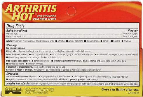 Arthritis Hot Pain Relief Creme 3 oz (Pack of 3)