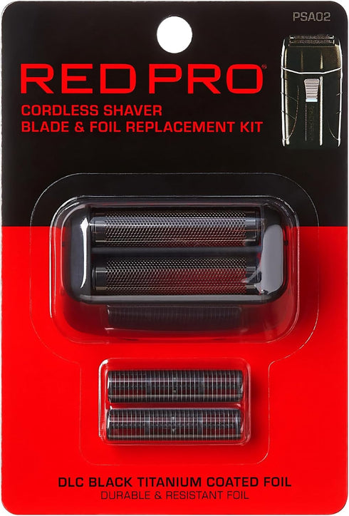 RED Pro Cordless Shaver Blade & Foil Kit Replacement, DLC Black Titanium Coated Foil, Durable Resistant Cutter, Smooth Saving, No Bump/Irritation