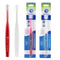 Brilliant Oral Care Adult Toothbrush - Soft Bristles, Round Head, 2 Pack Red + Clear for Teeth and Gums