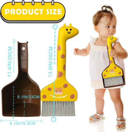Set Set Mini Broom and Dustpan Cartoon Small Broom with Dustpan Combo Cute Cleaning Kit for Home Office Floor (Brown)