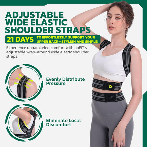 Back Brace Posture Corrector for Women and Men, Adjustable Full Back Support, Muscle Memory Support Straightener, Pain