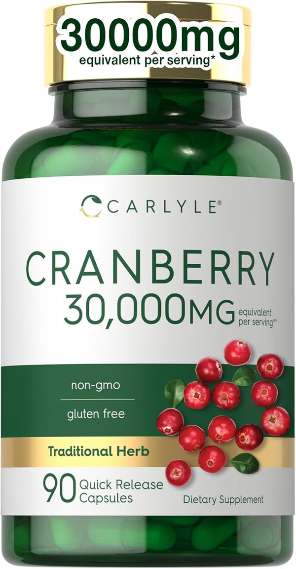 Carlyle Cranberry Supplement, 30,000mg, 90 Capsules - Non-GMO and Gluten Free Formula