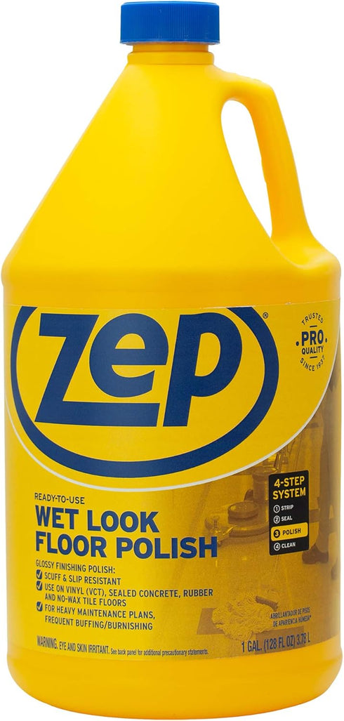 Zep Wet-Look Floor Polish - 1 Gallon ZUWLFF128 for Long Lasting Shine