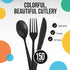 150 Pack Black Plastic Cutlery Set, Plastic Silverware Heavy Duty, Plastic Utensil Sets, 50 Plastic Forks 50 Plastic Spoons 50 Plastic Knives Disposable Cutlery Set For Party Supplies Exquisite by Exquisite
