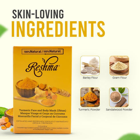Reshma Beauty Turmeric Face Mask (Ubtan) | All Natural Ingredients for Brightening and Hydrating, 2.12 oz