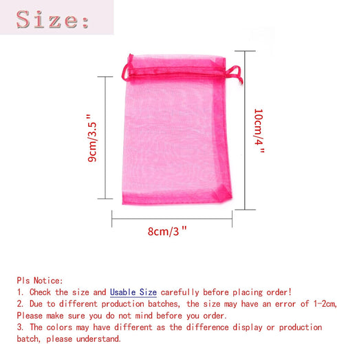 50Pcs Organza Bags 3x4 inch - Small Jewelry Bags Drawstring Mesh Gift Bags for Wedding Party Favors