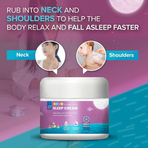 Kids Sleep Cream by PMT, Natural Sleeping Aid for Ages 6 and Up, Regulates Sleep Patterns with Menthol & Lavender