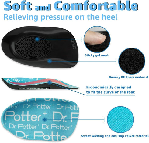 Heel Cushions for Pain Relief - Heel Cups for Plantar Fasciitis, Achilles Tendonitis, and Heel Spurs for Men and Women