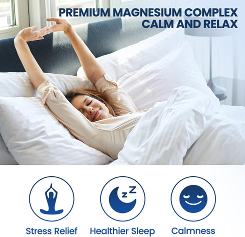Triple Magnesium Complex Supplement - Liquid Magnesium Glycinate, Citrate, Malate 500mg with Ashwagandha & Vitamin B6