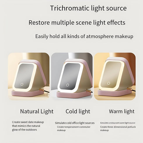 Travel Makeup Bag with LED Mirror, Small Organizer with Light, Pink Beautifect Box